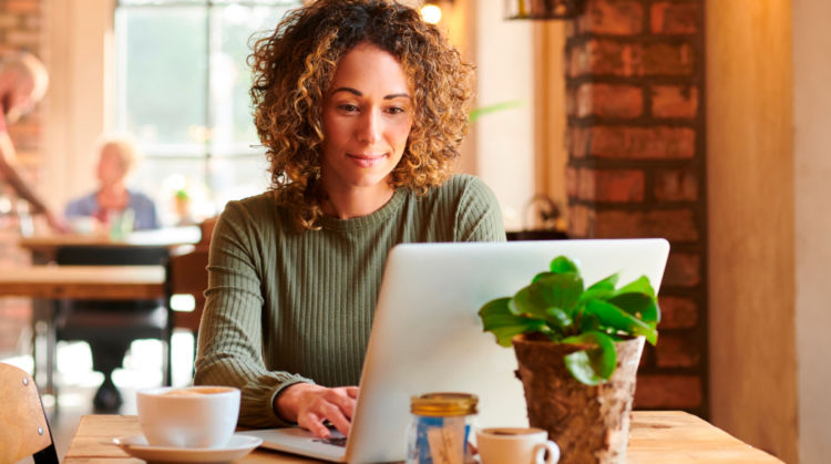 Woman using laptop